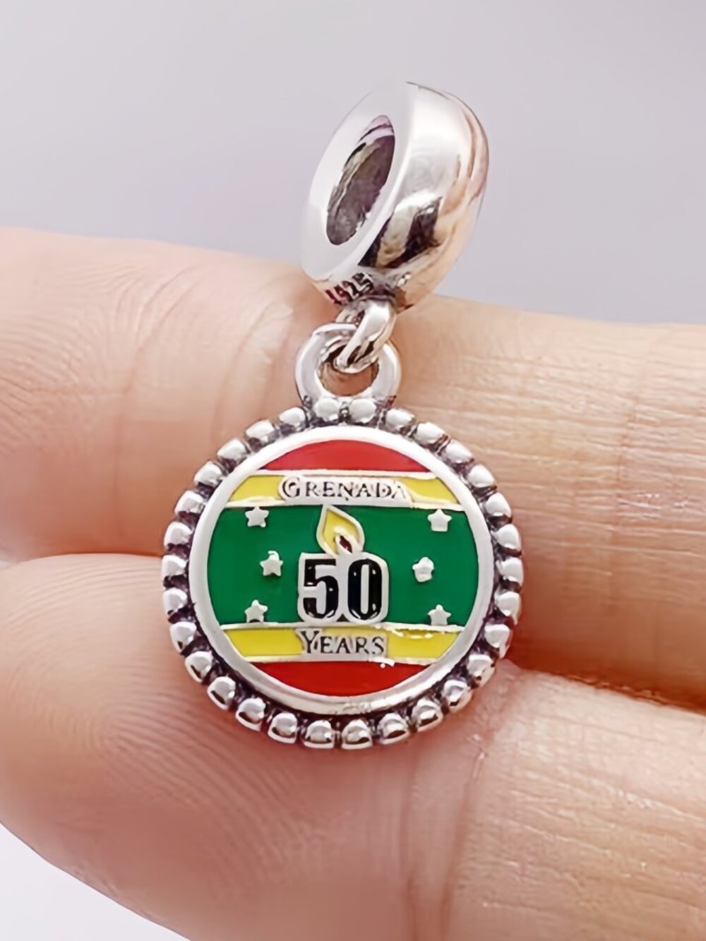 Pandora Happy 50th Independence Day Grenada Flag Charm Pendant